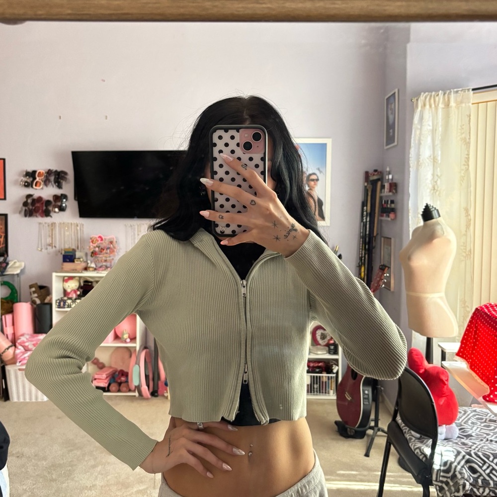 light green brandy zip up